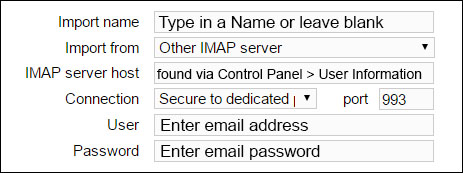 IMAP settings hostgator