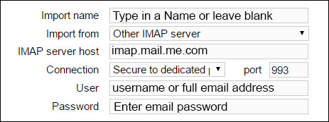 IMAP settings icloud