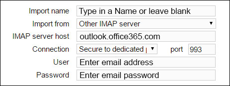 IMAP settings office365